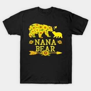 Funny Nana Bear Sunflower Mothers Day Fathers Day T-Shirt